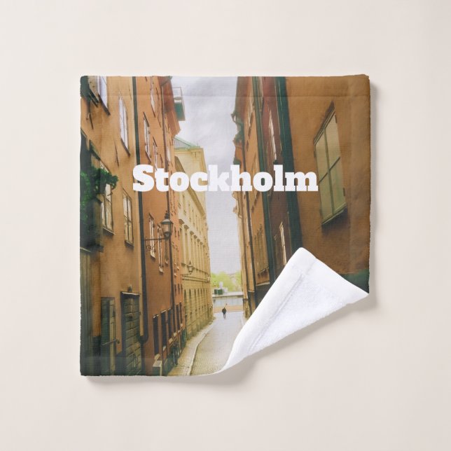 Gamla Stan, Stockholm Souvenir, Retro European  Wash Cloth (Wash Cloth)
