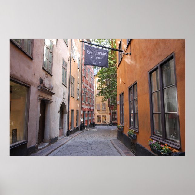 Gamla Stan, Stockholm, Sweden; Pastels Cobblestone Poster (Front)