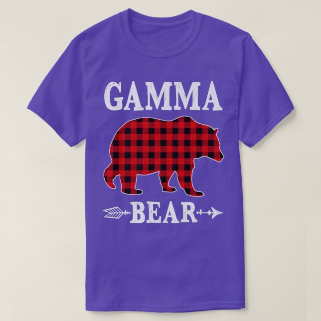 Gamma Bear Christmas Pajama Red Plaid Buffalo Fami T-Shirt (Design Front)