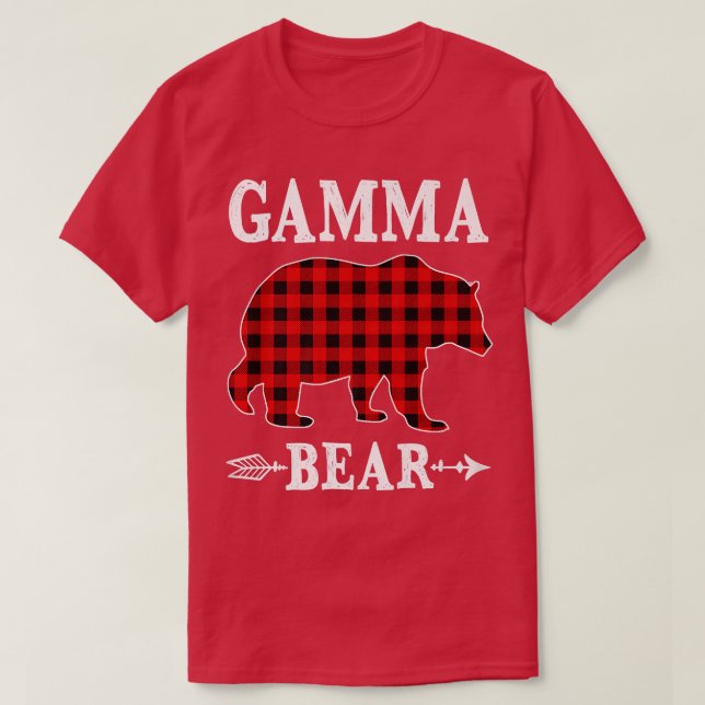 Gamma Bear Christmas Pajama Red Plaid Buffalo Fami T-Shirt (Design Front)