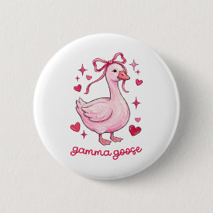 Gamma Goose Coquette Bow Pink Heart Valentines Mot 6 Cm Round Badge