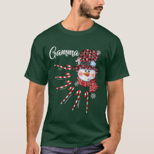 Gamma Snowman Candy Cane Christmas Red Plaid Hat T-Shirt