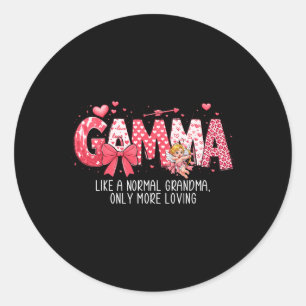 Gamma Valentine Quote For Loving Grandma Bow Heart Classic Round Sticker