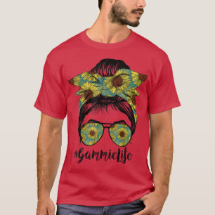 Gammie Life Messy Hair Bun Sunflower Women Mothers T-Shirt