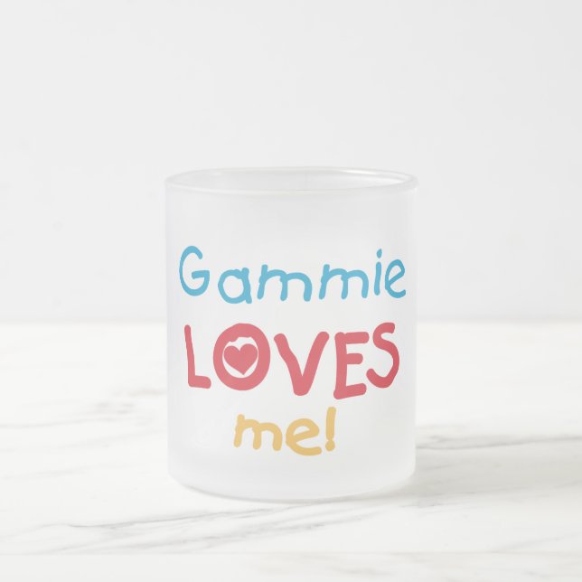 Gammie Loves Me T-shirts and Gifts Frosted Glass Coffee Mug (Center)