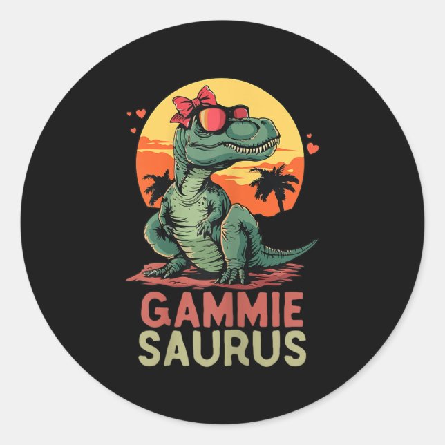 Gammiesaurus Dino Dinosaur Gammie-saurus T-rex Fun Classic Round Sticker (Front)