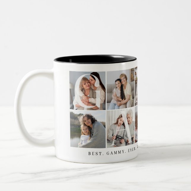 Gammy Collage, 10 Photo Grid, Gift for Grandma Two-Tone Coffee Mug (Left)