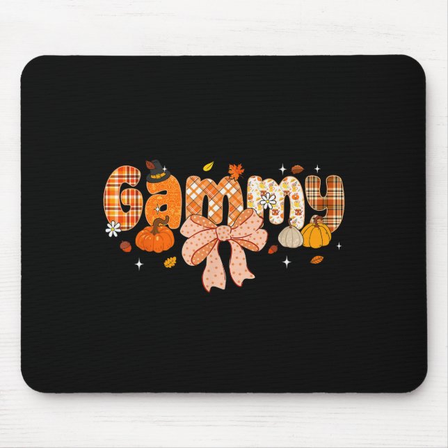 Gammy Pumpkin Fall Coquette Bow Thanksgiving  Mouse Mat (Front)