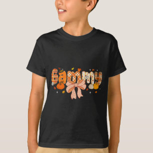 Gammy Pumpkin Fall Coquette Bow Thanksgiving  T-Shirt