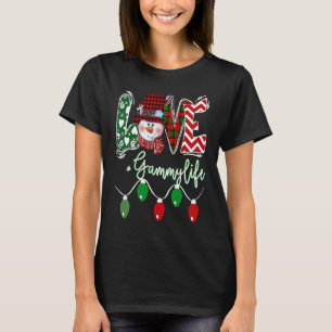 Gammy Snowman Love Gammy Life Christmas Red Plaid T-Shirt