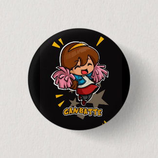 ganbatte 3 cm round badge