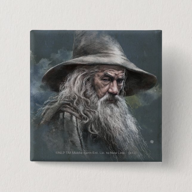 Gandalf Illustration 15 Cm Square Badge (Front)