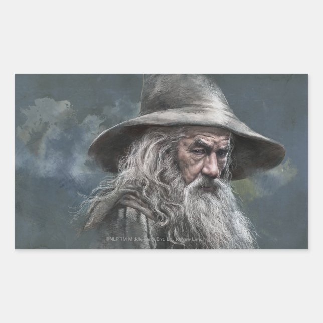Gandalf Illustration Rectangular Sticker (Front)