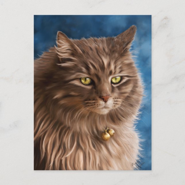 Gandalf - Silver Tabby Cat Art Postcard (Front)