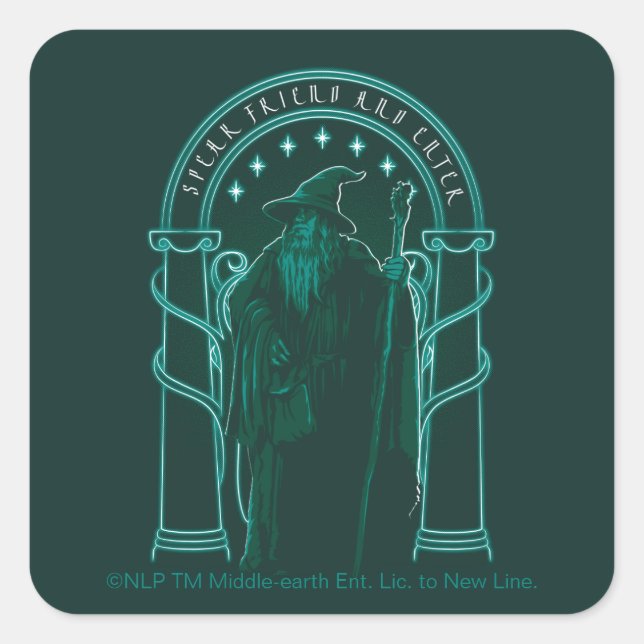 GANDALF™ "Speak Friend And Enter" Doors of Durin Square Sticker (Front)