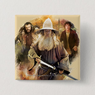 Gandalf, THORIN OAKENSHIELD™, & BILBO BAGGINS™ 15 Cm Square Badge