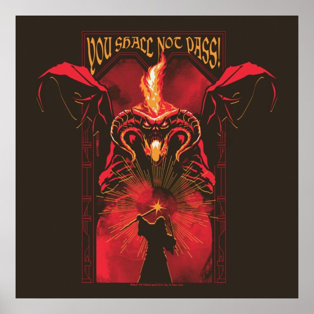 GANDALF™ Vs Balrog "You Shall Not Pass" Graphic Poster (Front)