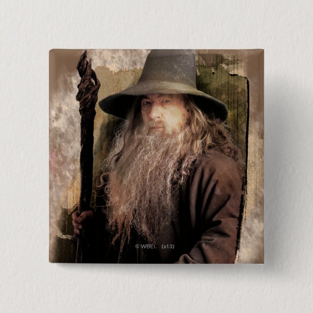 Gandalf With Staff 15 Cm Square Badge (Front)