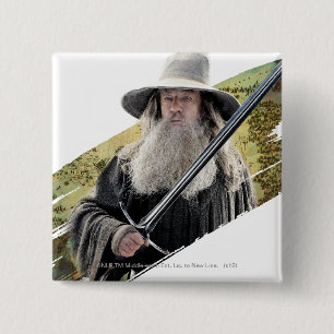 Gandalf With Sword Green 15 Cm Square Badge