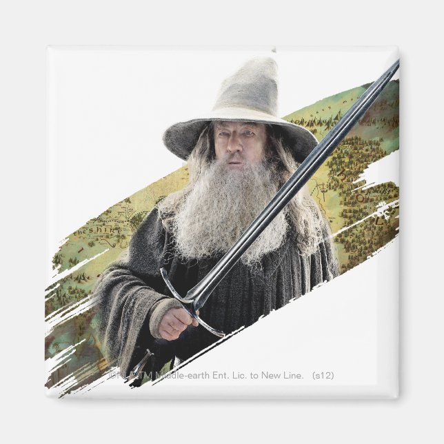 Gandalf With Sword Green Magnet (Front)