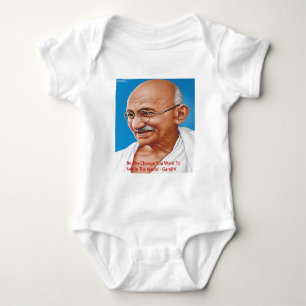 Gandhi & Be The Change Quote Baby Bodysuit