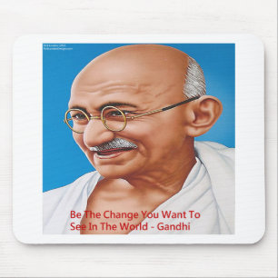 Gandhi & Be The Change Quote Mouse Mat