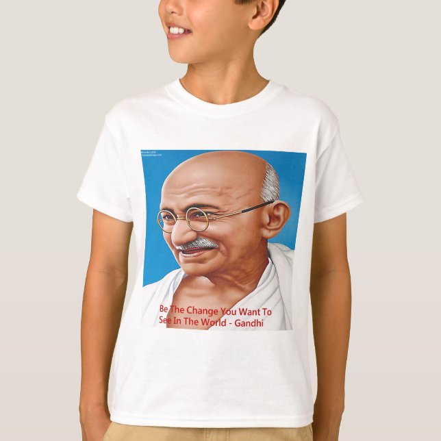 Gandhi & Be The Change Quote T-Shirt (Front)