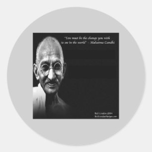 Gandhi Be The Change Wisdom Quote Classic Round Sticker