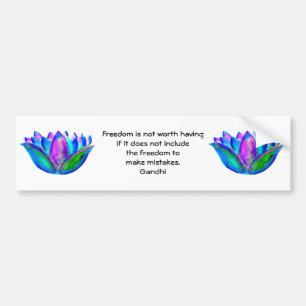 Gandhi Freedom Quote With Lotus Blossom Photo Bumper Sticker