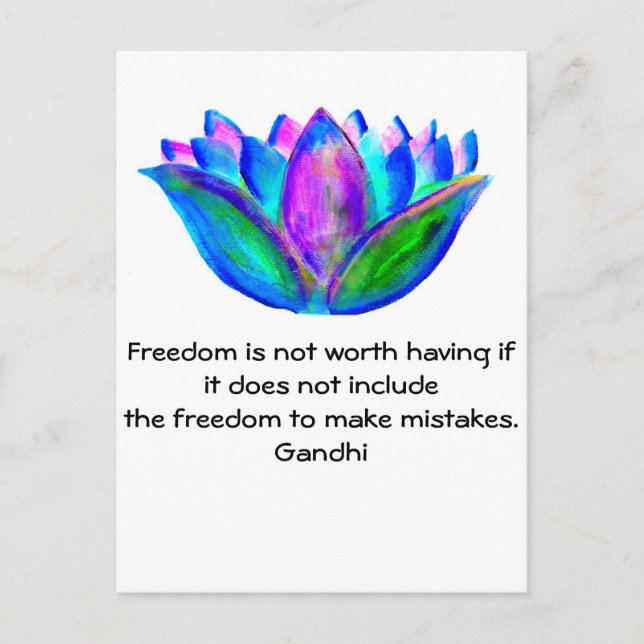 Gandhi Freedom Quote With Lotus Blossom Photo Postcard (Front)