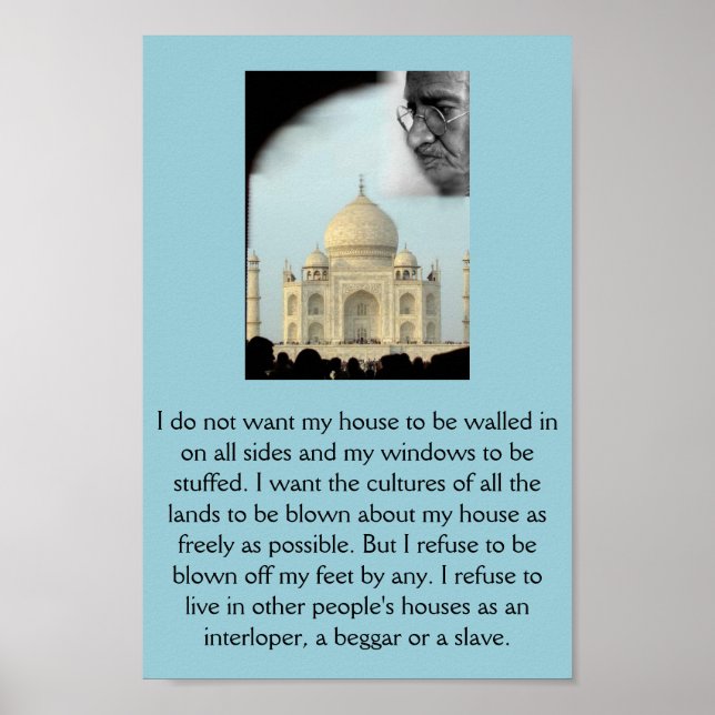 Gandhi: I want the cultures of all the lands . . . Poster (Front)