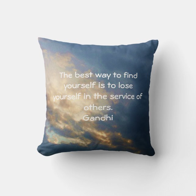 Gandhi Inspirational Quote About Self-Help Cushion (Front)