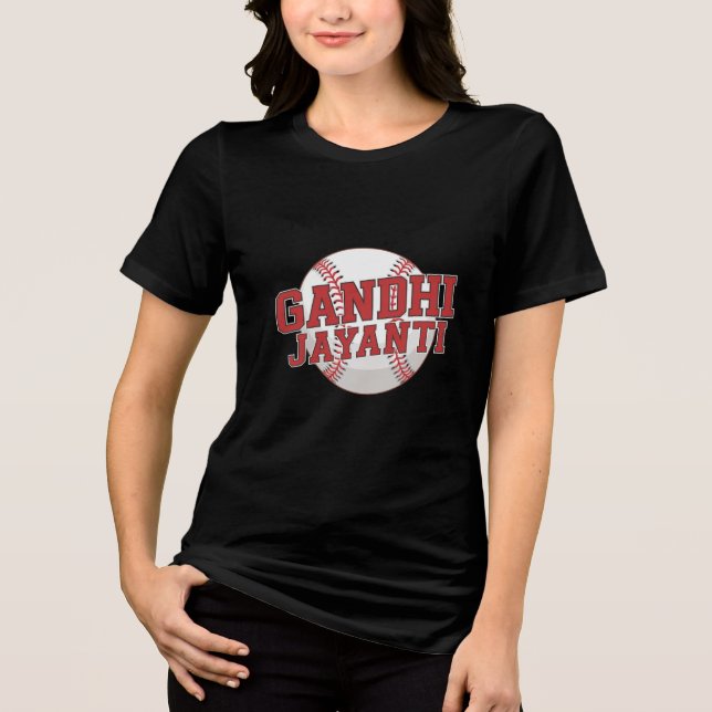 Gandhi Jayanti Baseball Tri-Blend Shirt (Front)