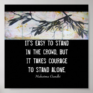 Gandhi on courage motivational quote nature art poster