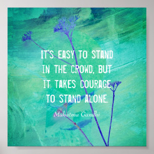 Gandhi on courage motivational quote nature art poster