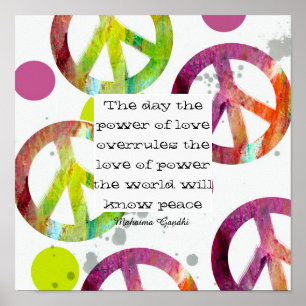 Gandhi peace quote on colourful poster