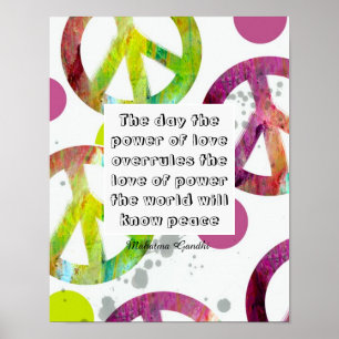 Gandhi peace quote on colourful poster