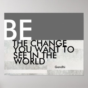 Gandhi quote motivational poster grey and white