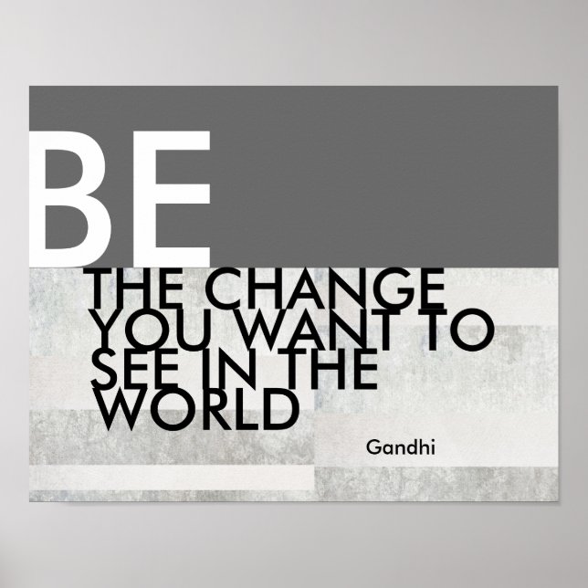 Gandhi quote motivational poster grey and white (Front)