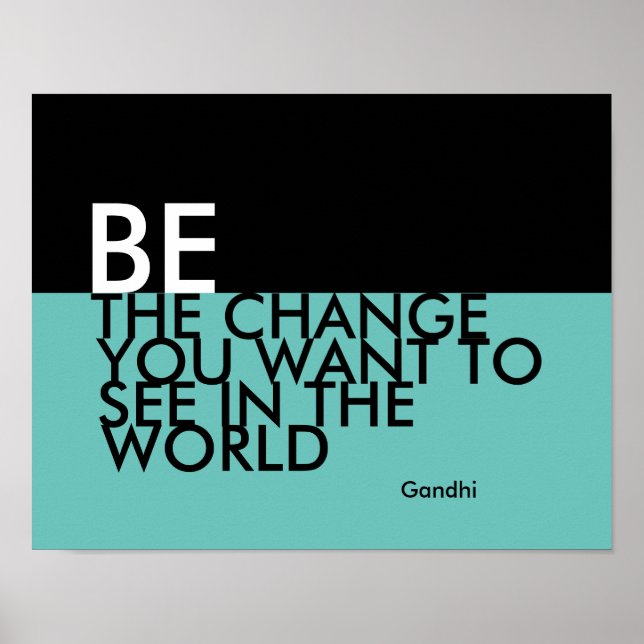 Gandhi quote poster be the change bold modern (Front)