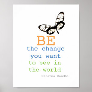 Gandhi quote poster be the change butterfly design