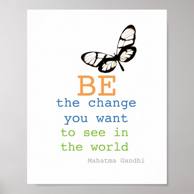 Gandhi quote poster be the change butterfly design (Front)
