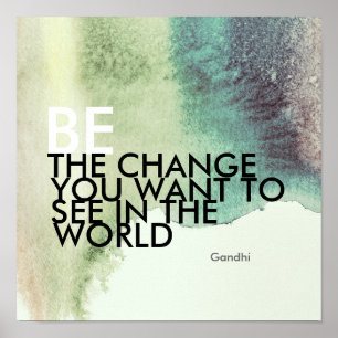 Gandhi quote poster be the change watercolor style
