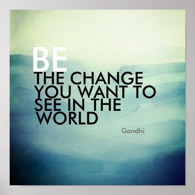 Gandhi quote poster be the change watercolor style (Front)