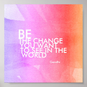 Gandhi quote poster be the change watercolor style