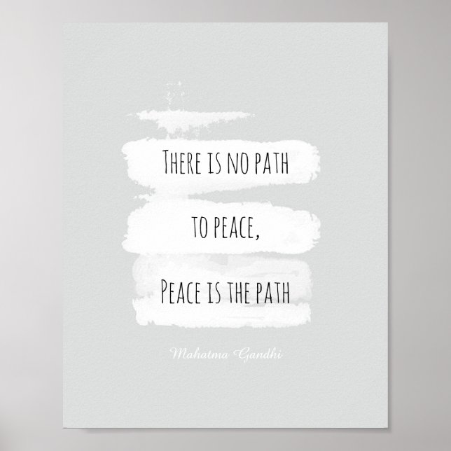 Gandhi quote poster on peace grey and white (Front)