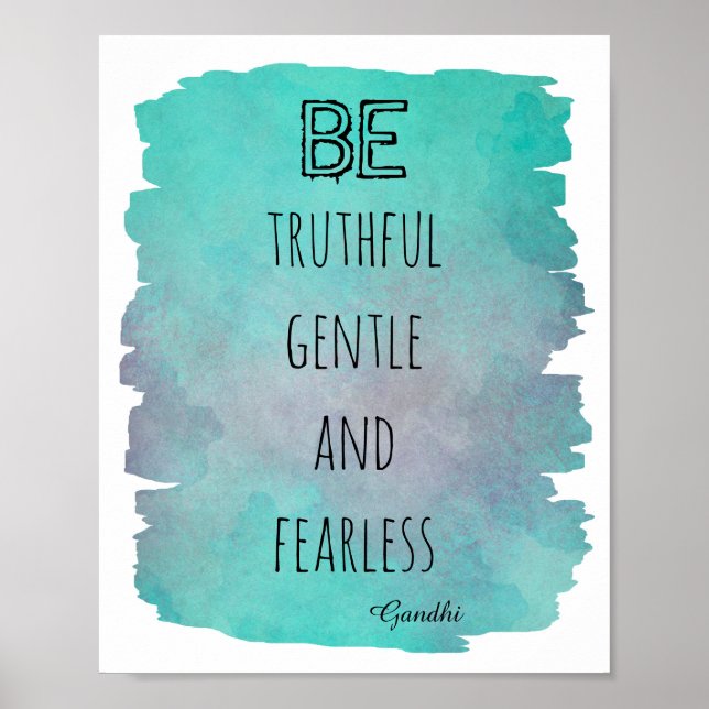 Gandhi quote poster teal blue watercolor (Front)