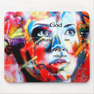 Gandhi Spiritual Quotation God Has No Religion Mouse Mat
