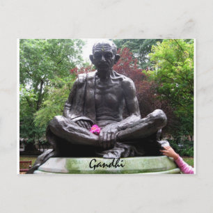 Gandhi statue postcard