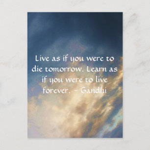 Gandhi Wisdom Quote With Blue Sky clouds Postcard